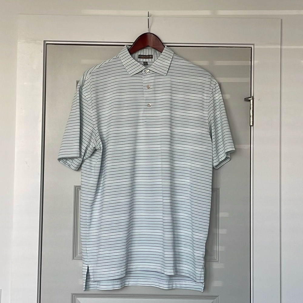 Peter Millar Blue/Green Striped Polo
